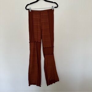 Blue blush Los Angeles toffee brown cut n sew ruffle flare leg ribbed knit small